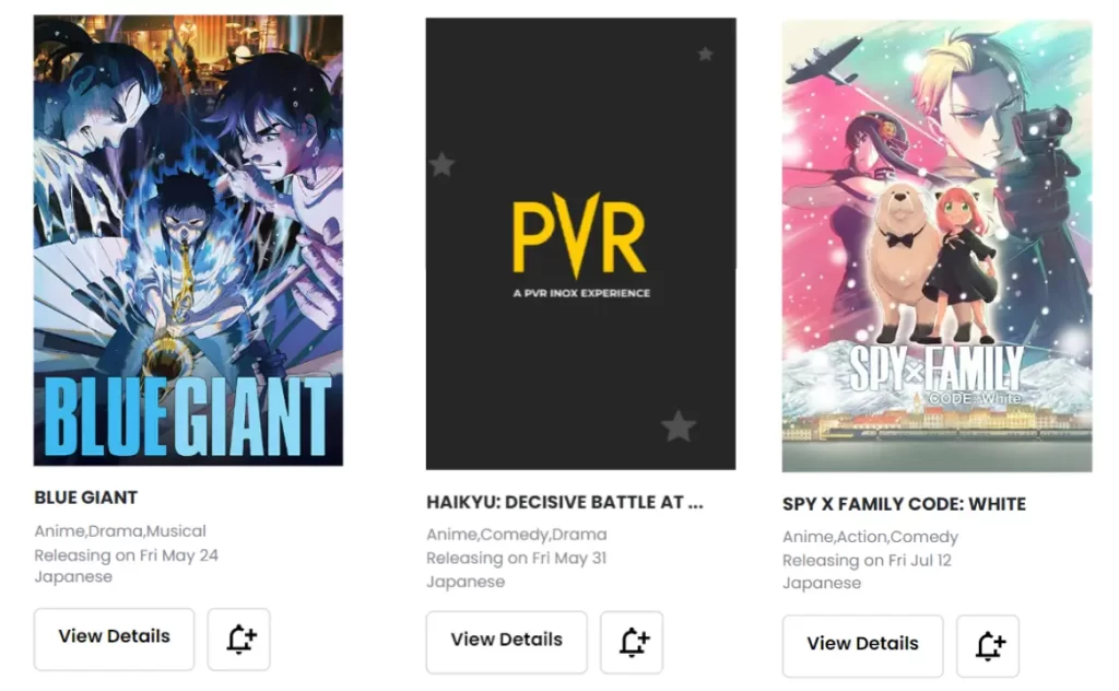 PVR Website Lists Release Dates Of Blue Giant, Spy X family Code: White, And Haikyu: The Dumpster Battle In India