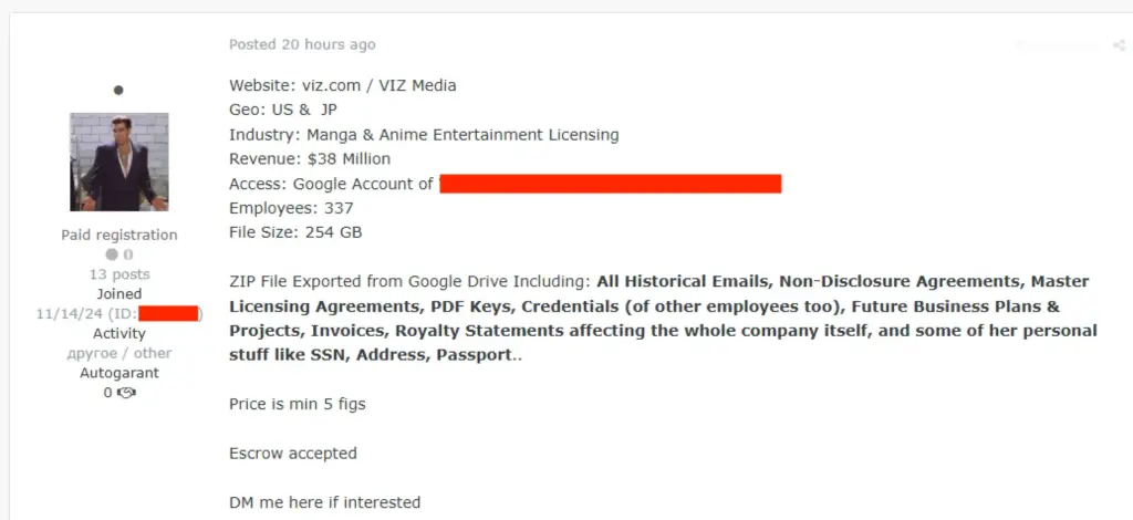 Viz Media Data Breach Hacker Fandom Image otaku mantra